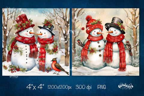 Christmas coaster Sublimation Bundle Square coaster design Snowman PNG Sublimation Createya Design 