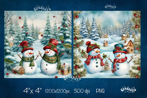 Christmas coaster Sublimation Bundle Square coaster design Snowman PNG Sublimation Createya Design 