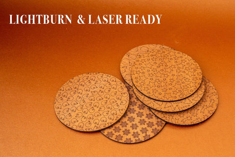 Christmas Coasters Circles Digital Vector Files for Laser Cutter - 6 Variations SVG MaramadeLaser 