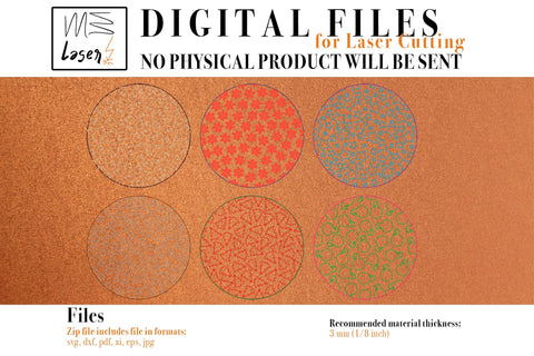 Christmas Coasters Circles Digital Vector Files for Laser Cutter - 6 Variations SVG MaramadeLaser 
