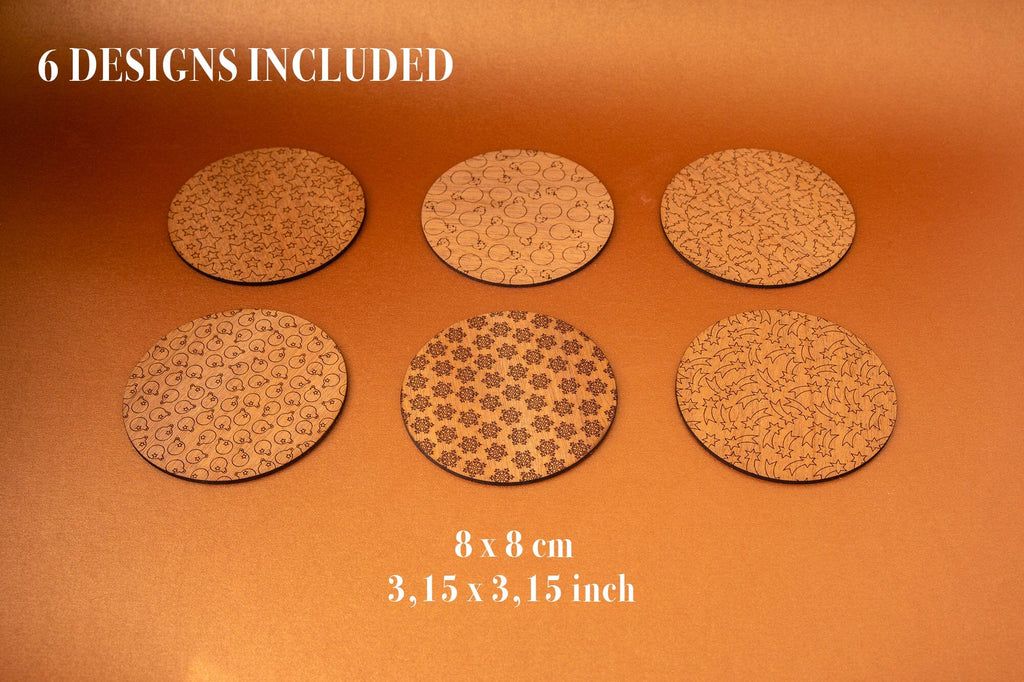 Christmas Coasters Circles Digital Vector Files for Laser Cutter - 6 ...