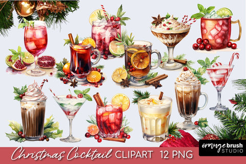 Christmas Cocktail Clipart Bundle | Christmas Sublimation Sublimation OrangeBrushStudio 