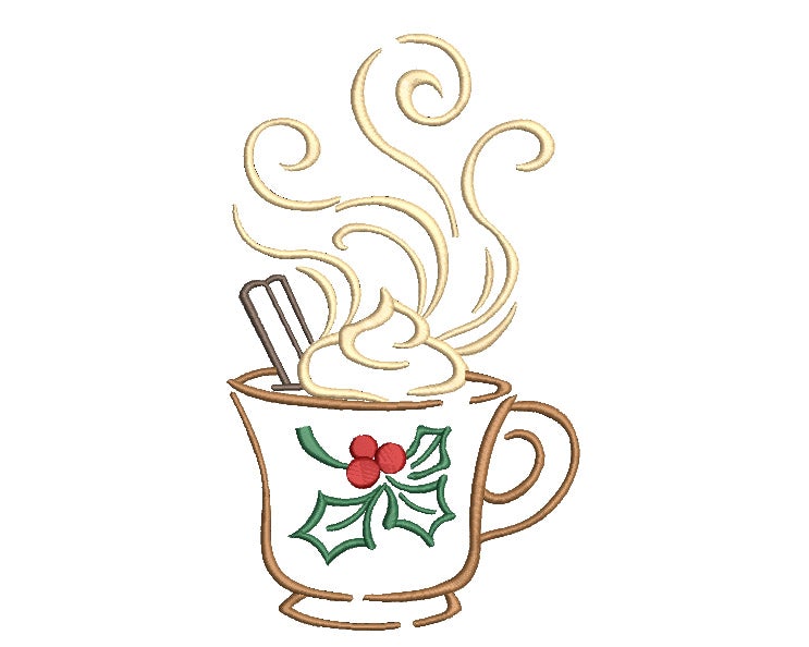 Christmas Coffee Cup Machine Embroidery So Fontsy