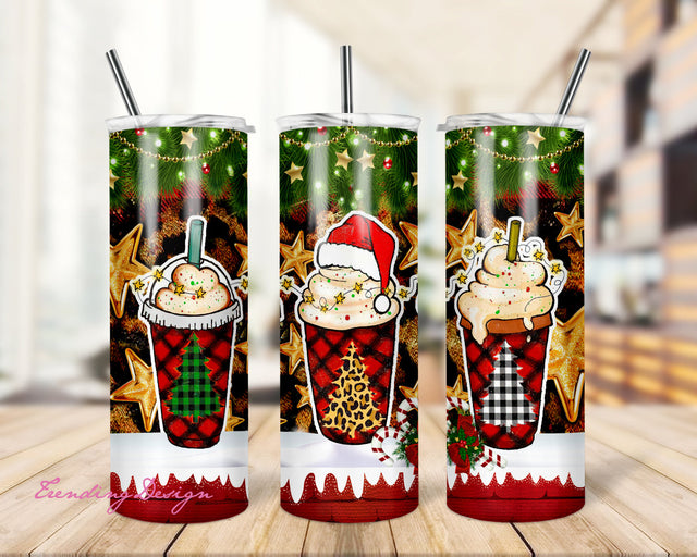 Christmas Coffee Drink Tumbler, Christmas Tumbler, Merry Christmas Tumbler, Christmas,Skinny Tumbler wrap 20 oz PNG, Digital download Sublimation TrendingDesign 