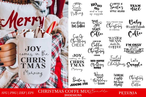 Christmas Coffee Mug SVG Bundle | Funny Christmas Sayings SVG Petunia Digital Design 