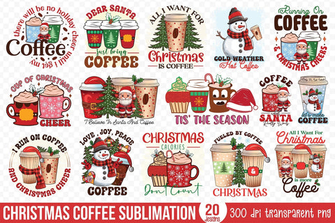 Christmas Coffee PNG Sublimation Bundle Sublimation CraftLabSVG 