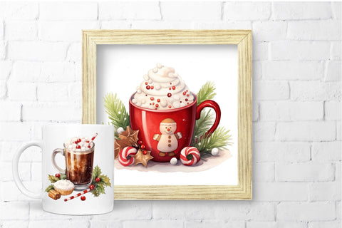 Christmas Coffee Sublimation Bundle, Hot Cocoa Clipart PNG Sublimation OrangeBrushStudio 