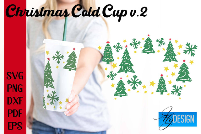 Christmas Cold Cup | Christmas Wrap SVG | Cold cup Wrap SVG v.2 SVG Fly Design 