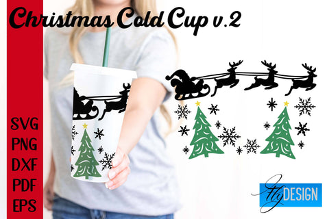 Christmas Cold Cup | Christmas Wrap SVG | Cold cup Wrap SVG v.2 SVG Fly Design 