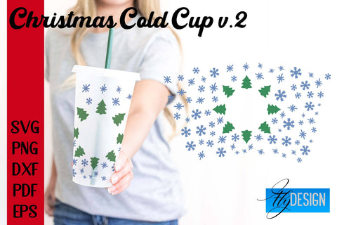Christmas Cold Cup | Christmas Wrap SVG | Cold cup Wrap SVG v.2 SVG Fly Design 