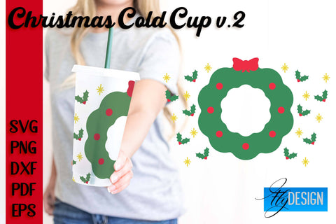 Christmas Cold Cup | Christmas Wrap SVG | Cold cup Wrap SVG v.2 SVG Fly Design 