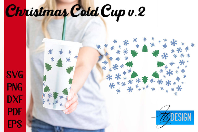 Christmas Cold Cup | Christmas Wrap SVG | Cold cup Wrap SVG v.2 SVG Fly Design 