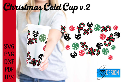 Christmas Cold Cup | Christmas Wrap SVG | Cold cup Wrap SVG v.2 SVG Fly Design 
