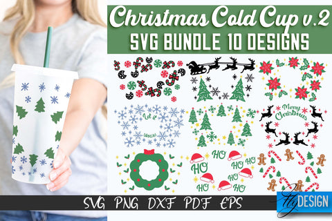 Christmas Cold Cup | Christmas Wrap SVG | Cold cup Wrap SVG v.2 SVG Fly Design 