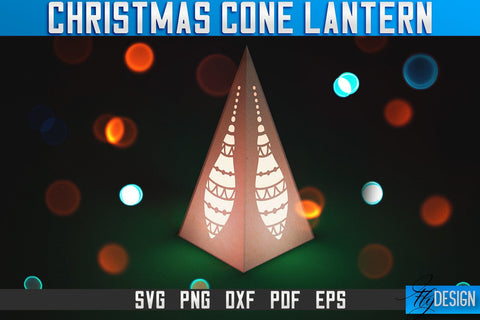 Christmas Cone Lantern Laser Cut SVG | Christmas Light Laser Cut SVG Design | CNC Files SVG Fly Design 