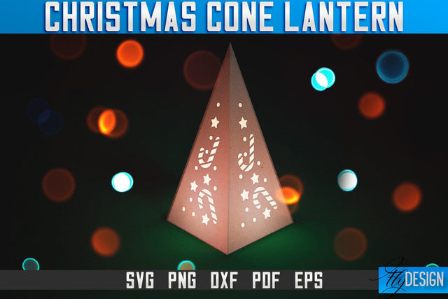 Christmas Cone Lantern Laser Cut SVG | Christmas Light Laser Cut SVG Design | CNC Files SVG Fly Design 