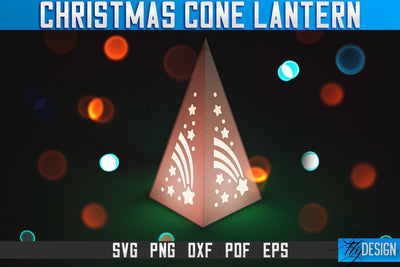 Christmas Cone Lantern Laser Cut SVG | Christmas Light Laser Cut SVG Design | CNC Files SVG Fly Design 