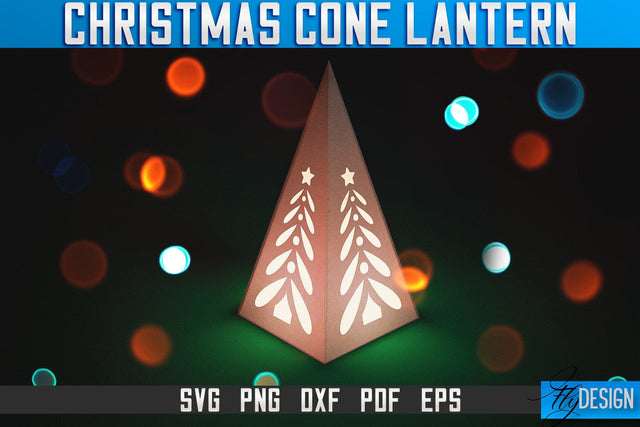 Christmas Cone Lantern Laser Cut SVG | Christmas Light Laser Cut SVG Design | CNC Files SVG Fly Design 