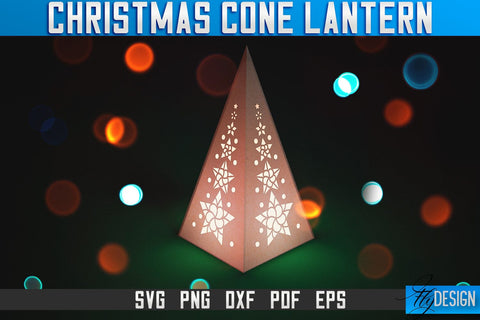 Christmas Cone Lantern Laser Cut SVG | Christmas Light Laser Cut SVG Design | CNC Files SVG Fly Design 