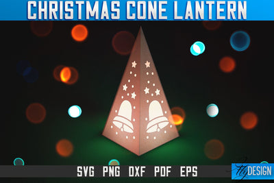 Christmas Cone Lantern Laser Cut SVG | Christmas Light Laser Cut SVG Design | CNC Files SVG Fly Design 