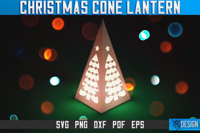 Christmas Cone Lantern Laser Cut SVG | Christmas Light Laser Cut SVG Design | CNC Files SVG Fly Design 