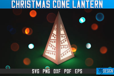 Christmas Cone Lantern Laser Cut SVG | Christmas Light Laser Cut SVG Design | CNC Files SVG Fly Design 