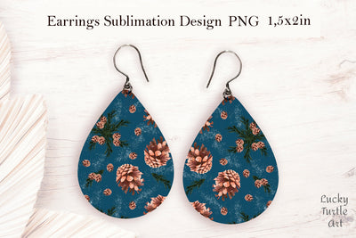 Christmas cones teardrop earrings sublimation design Sublimation LuckyTurtleArt 