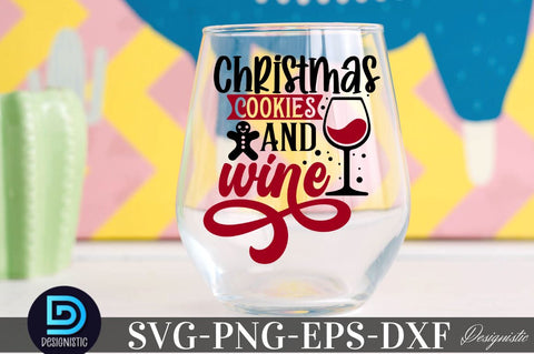 Christmas cookies and wine , Christmas Wine SVG SVG DESIGNISTIC 