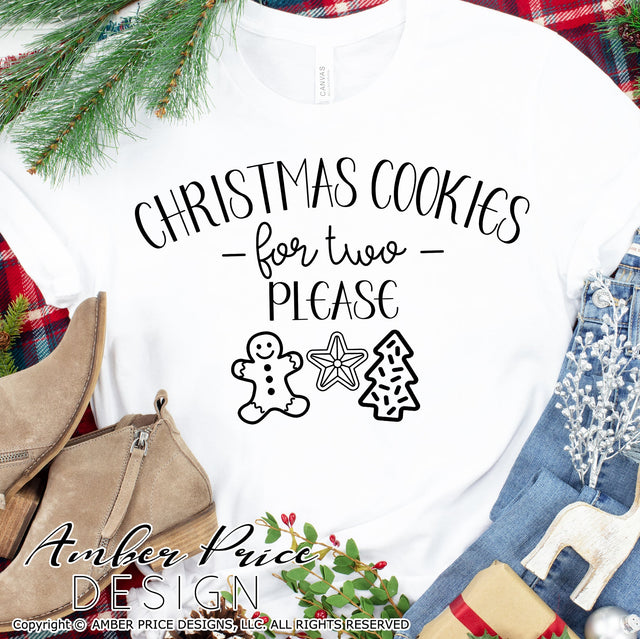 Christmas cookies for two please SVG | Christmas Pregnancy Reveal SVG PNG DXF | Winter Maternity SVG for Christmas SVG Amber Price Design 