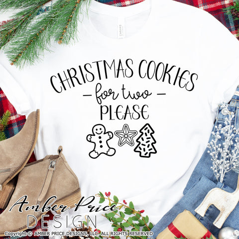 Christmas cookies for two please SVG | Christmas Pregnancy Reveal SVG PNG DXF | Winter Maternity SVG for Christmas SVG Amber Price Design 