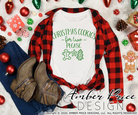 Christmas cookies for two please SVG | Christmas Pregnancy Reveal SVG PNG DXF | Winter Maternity SVG for Christmas SVG Amber Price Design 