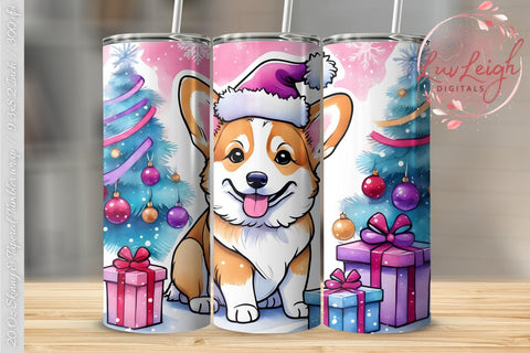 Christmas Corgi Tumbler wrap PNG Sublimation Luvleigh Digitals 