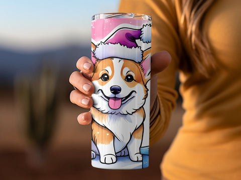 Christmas Corgi Tumbler wrap PNG Sublimation Luvleigh Digitals 