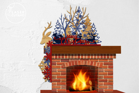 Christmas CORNER for FIREPLACE, Multilayer Laser Cut Files for Cutting Wood or Metal, Mandala, 3D Designs, Christmas SVG Files SVG LaserCutano 