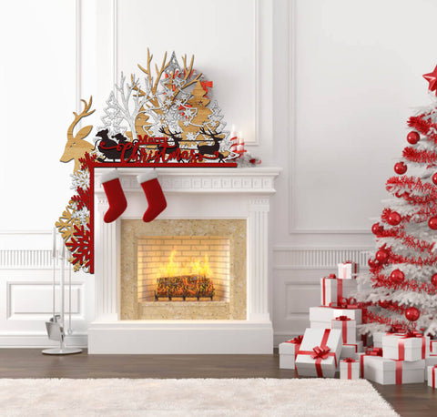 Christmas CORNER for FIREPLACE, Multilayer Laser Cut Files for Cutting Wood or Metal, Mandala, 3D Designs, Christmas SVG Files SVG LaserCutano 