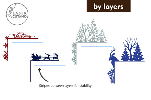 Christmas CORNER for FIREPLACE, Multilayer Laser Cut Files for Cutting Wood or Metal, Mandala, 3D Designs, Christmas SVG Files SVG LaserCutano 