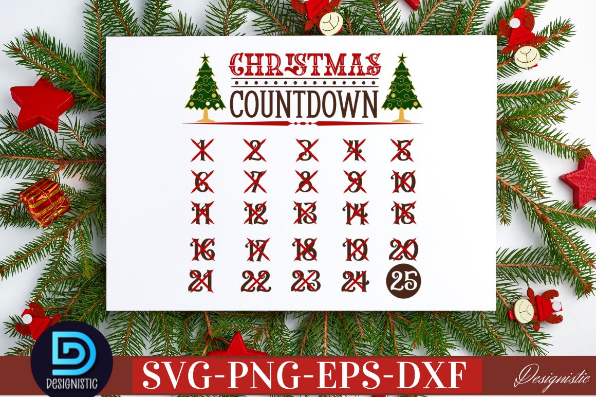 Christmas countdown 1 2 3 4 5 6 7 8 9 10 11 12 13 14 15 16 17 18 19 20 21  22 23 24 25 SVG - So Fontsy