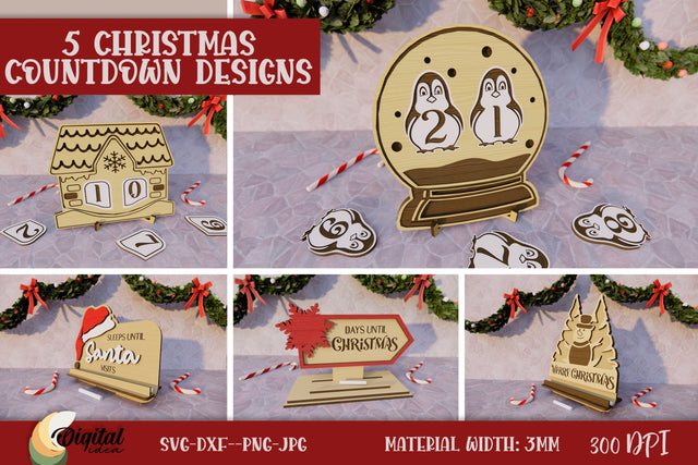 Christmas Countdown Laser Cut Bundle. Christmas Laser Cut SVG Evgenyia Guschina 