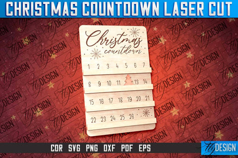 Christmas Countdown Laser Cut | CNC File | Winter Design | Funny Xmas SVG Fly Design 