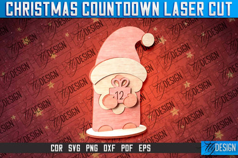 Christmas Countdown Laser Cut | CNC File | Winter Design | Funny Xmas SVG Fly Design 