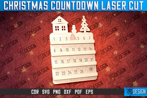 Christmas Countdown Laser Cut | CNC File | Winter Design | Funny Xmas SVG Fly Design 