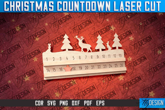 Christmas Countdown Laser Cut | Winter Design | Funny Xmas SVG Fly Design 