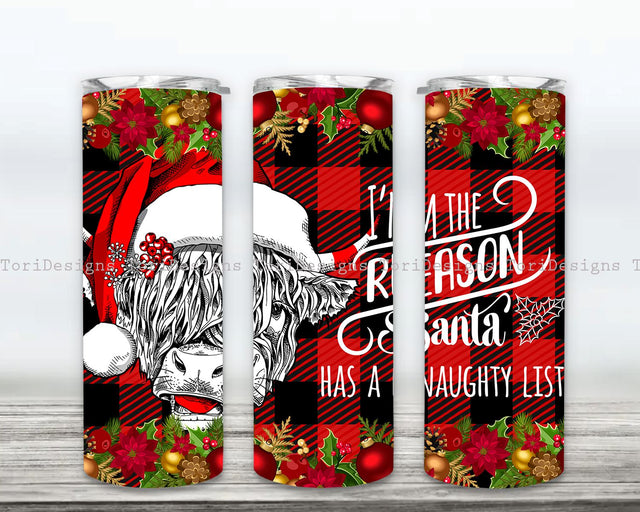 Christmas Cow 20.oz Skinny Tumbler Png, Christmas Farm Animal 20oz Skinny Christmas Tumbler Png, Christmas Tumbler, Santa Cow, Christmas Png Sublimation ToriDesigns 