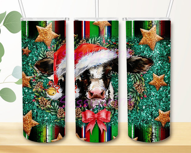 Christmas Cow 20oz Skinny Tumbler Png, Cow Tumbler, Highland Cow,Christmas,Christmas Print,Christmas Tumbler Design Sublimation sassyprint 