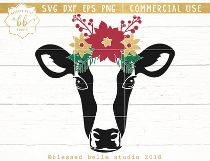 Christmas Cow SVG Blessed Belle Studio 