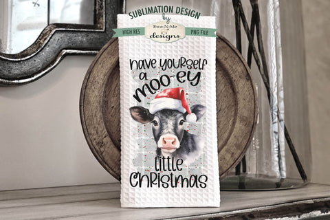 Christmas Cows Kitchen Towel Designs Sublimation Ewe-N-Me Designs 