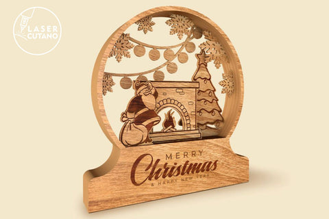 Christmas CRYSTAL BALL Multilayer Laser Cut Files, Mandala, Round Sign SVG, 3D Designs SVG LaserCutano 