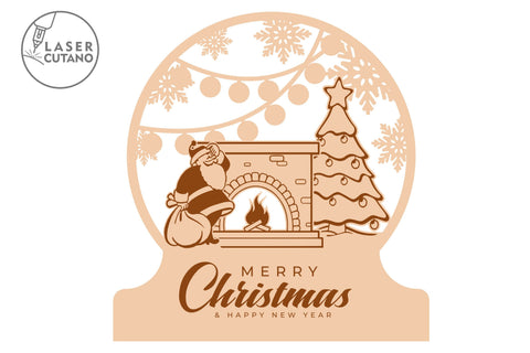 Christmas CRYSTAL BALL Multilayer Laser Cut Files, Mandala, Round Sign SVG, 3D Designs SVG LaserCutano 