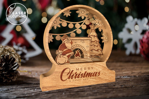 Christmas CRYSTAL BALL Multilayer Laser Cut Files, Mandala, Round Sign SVG, 3D Designs SVG LaserCutano 