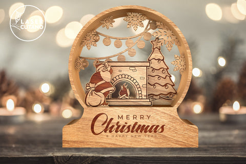 Christmas CRYSTAL BALL Multilayer Laser Cut Files, Mandala, Round Sign SVG, 3D Designs SVG LaserCutano 